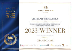 Beauty Kingdom's Aesthetic Clinic of the Year 2023 Winner Certificate